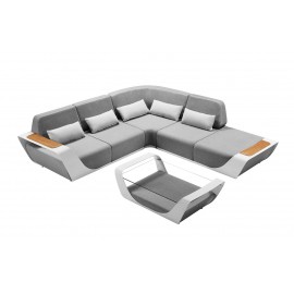 Onda lounge alu blanc coussins sunbrella gris